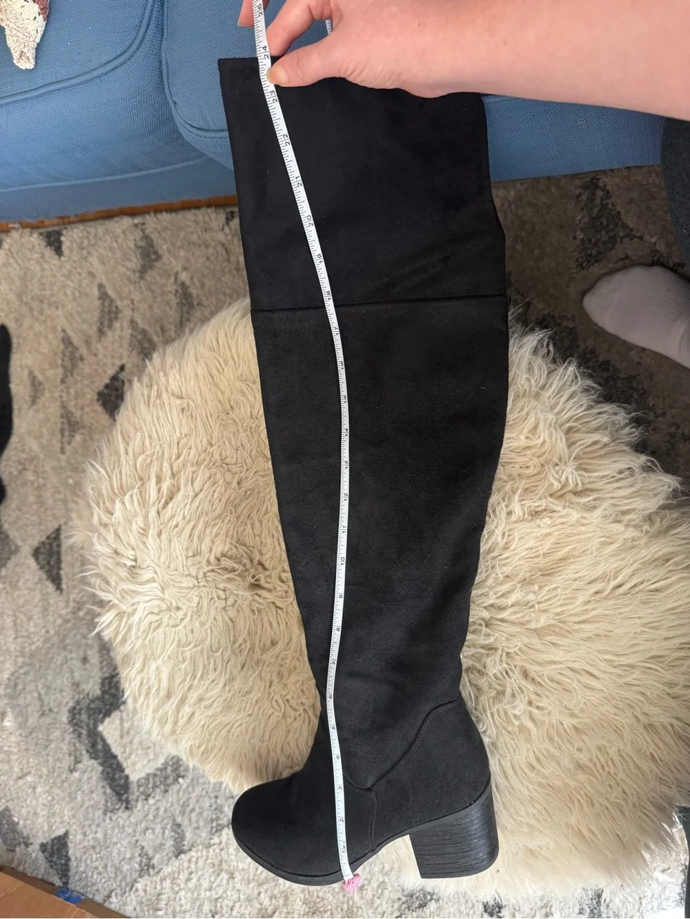 Black Suede Over-the-Knee Boots